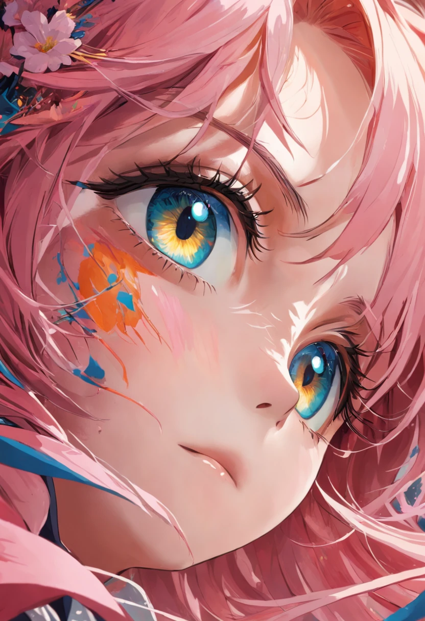 Rem from "Re:Life in a different world from zero", Extreme close up, Wearing a white T-shirt, cat paw pose, With a subtle expression, exquisite facial features, low saturation, Retro style, the strong light and shadow, in the style of anime art, pink and white, 32k uhd, wavy, hyper-detailed illustrations