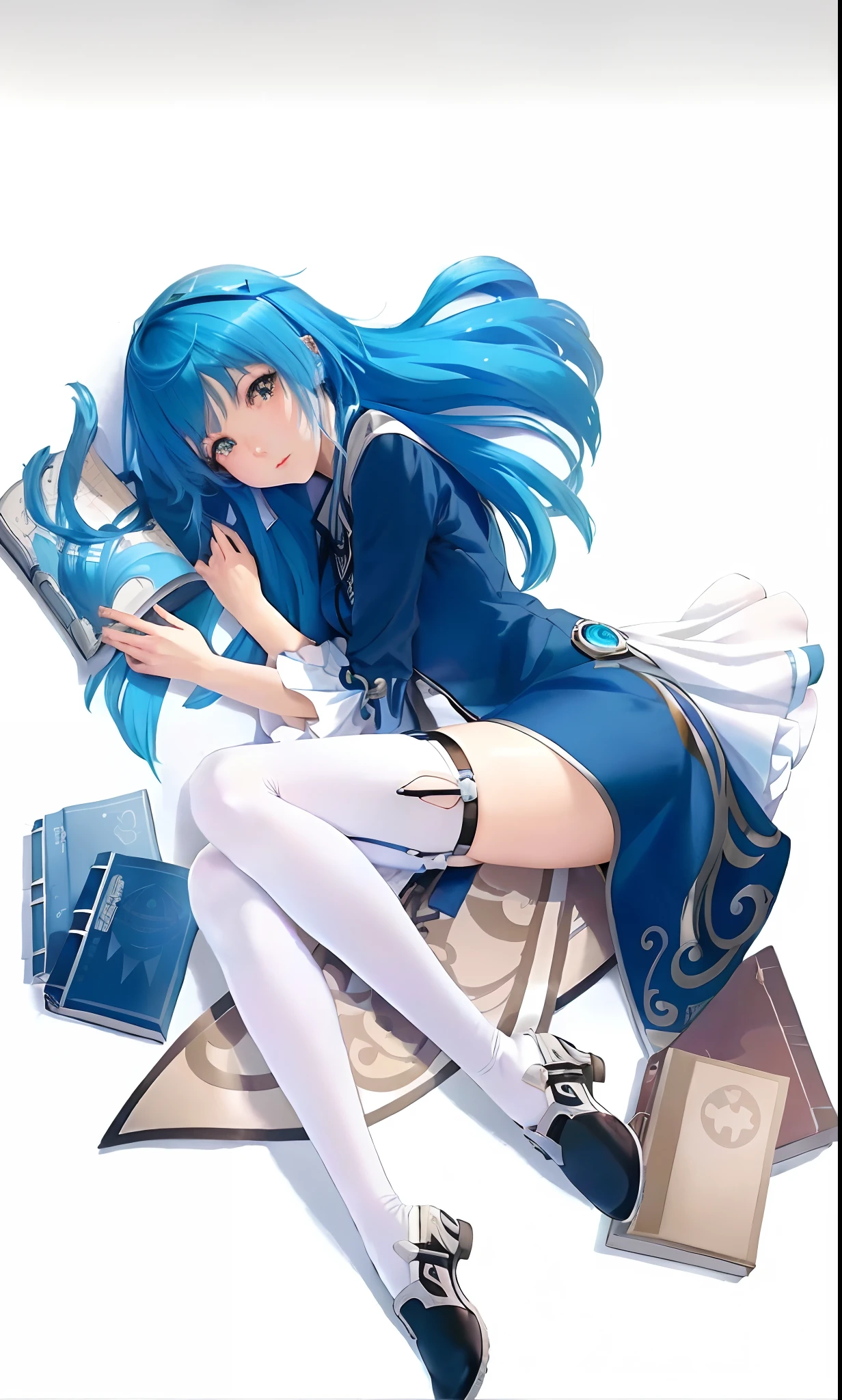 Anime girl with blue hair sitting in chair holding a book, rimuru tempest, Anime girl with teal hair, beautiful blue-haired girl, nightcore, beautiful and seductive anime woman, Anime goddess, rimuru, vocaloid, rimuru playing chess, Beautiful anime girl, (Anime girl), Girl with blue hair, vivy, Beautiful anime woman