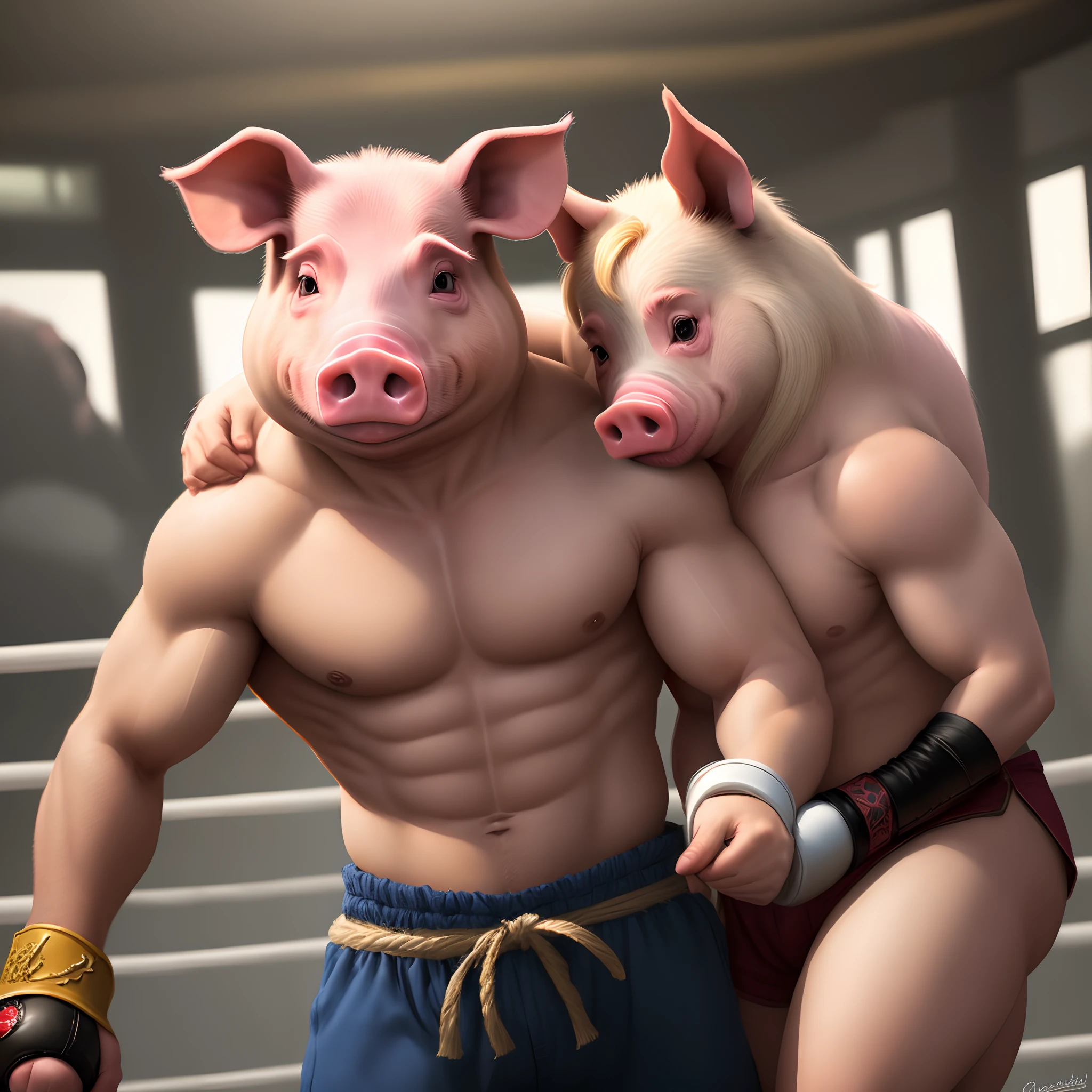 draw me a fighting pig