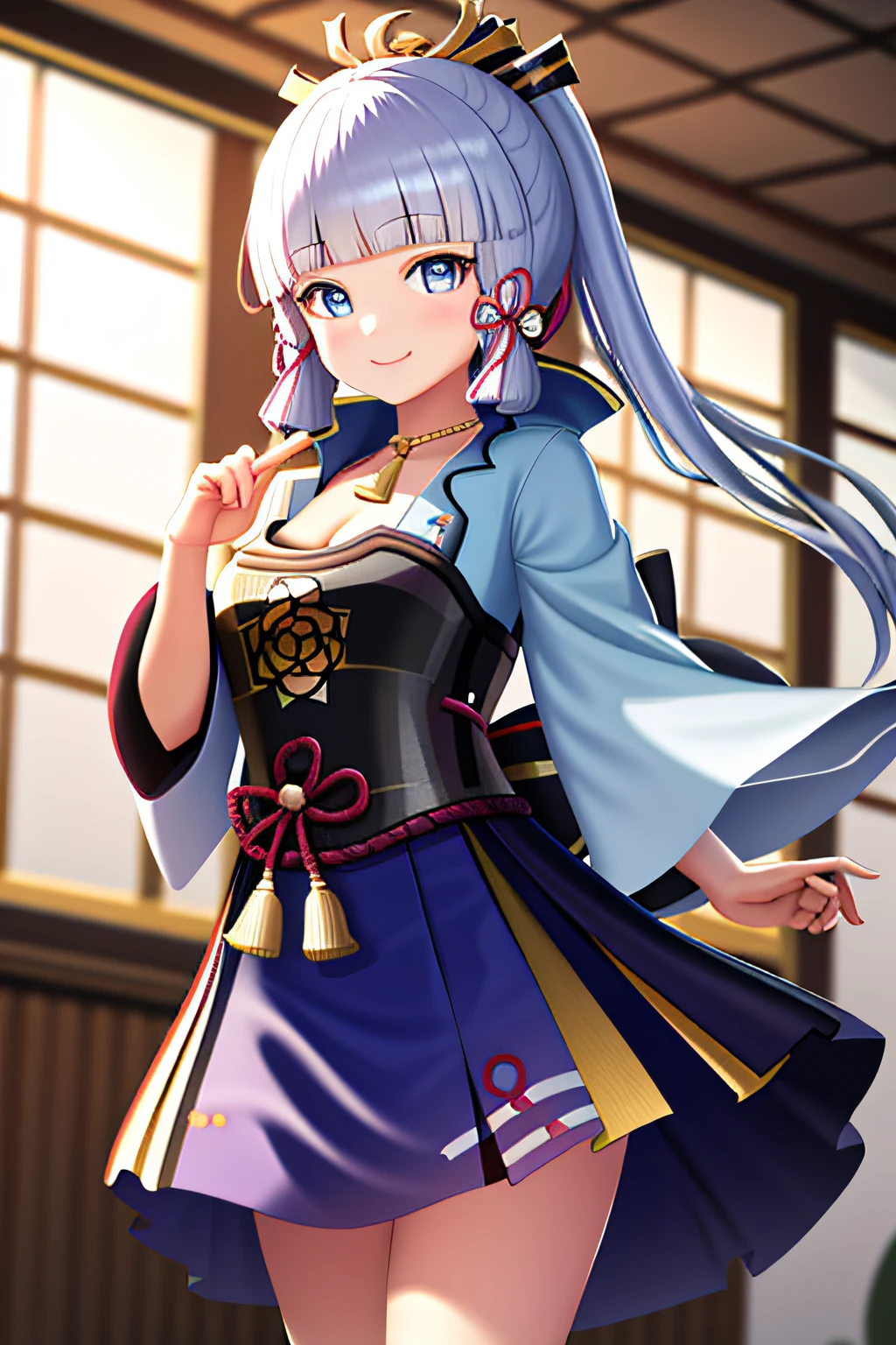 masterpiece, highres, best quality, 1girl solo, kamisato_ayaka, smile, kimono