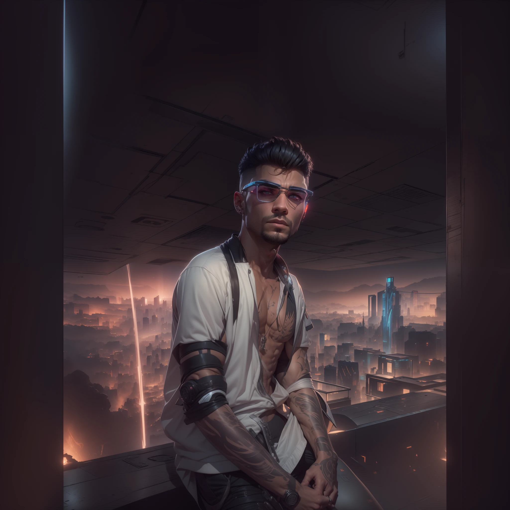 Change background cyberpunk handsome boy, realistic face