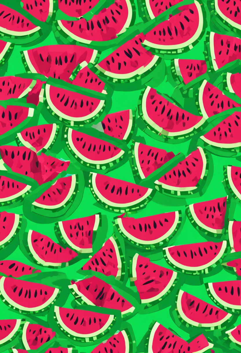 "Create a pixel art illustration of a bottomless watermelon. A melancia deve ser composta por pixels, com detalhes que representem sua casca verde-escura e seu interior vermelho suculento. Use tons diferentes de verde para criar a textura da casca, e adicione pequenos pixels pretos para simular as sementes espalhadas pelo interior vermelho.
Certifique-se de que a melancia seja o destaque principal da imagem, without a specific background. Evite elementos de fundo para que a melancia seja o foco exclusivo. Maintain pixel art aesthetics throughout the image, com linhas definidas e um aspecto claramente pixelizado.
The resulting image should capture the essence of the watermelon in a simple and attractive way, highlighting its unique features through pixelated styling."