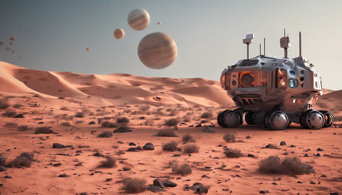 There are many houses on the inhospitable Mars that use materials from Mars,Realism,Construction printing with robotic arm,Blu-ray quality