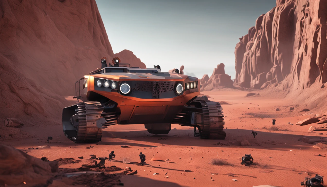 There are many houses on the inhospitable Mars that use materials from Mars，Realism，Construction printing with robotic arm，Blu-ray quality