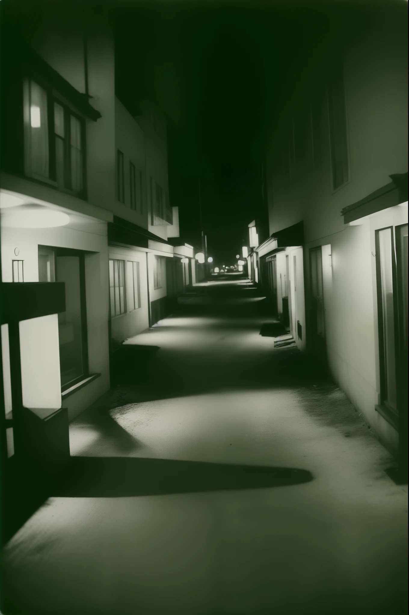 Nostalgic but unsettling photos、Images in a dream、deep in the night、Residential area at midnight、Particle、Grainy photo、Film Touch、