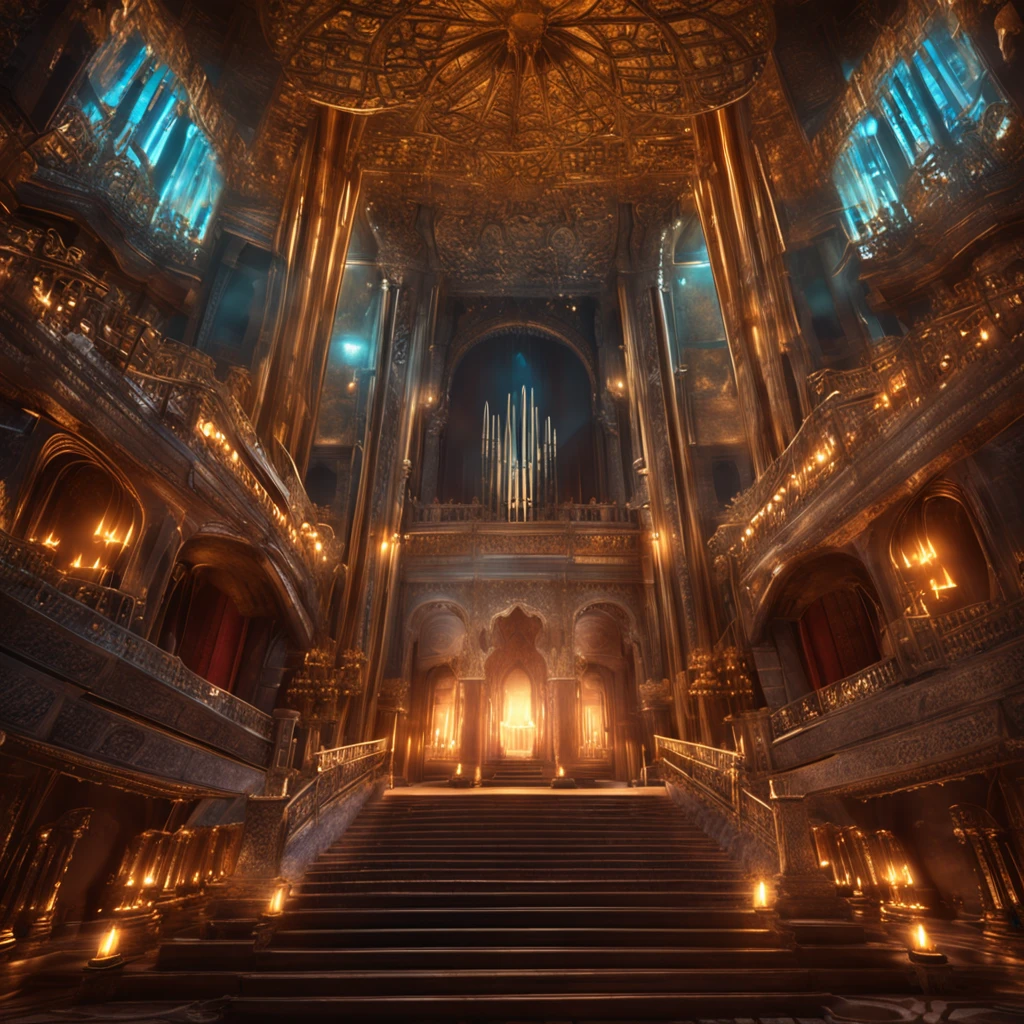 A stairwell that ascends to the heavens, culminating in the glorious throne of God. The scene emanates a sense of worship and devotion, symbolizing the path to spiritual enlightenment. The staircase shimmers with divine light, casting a warm and inviting glow