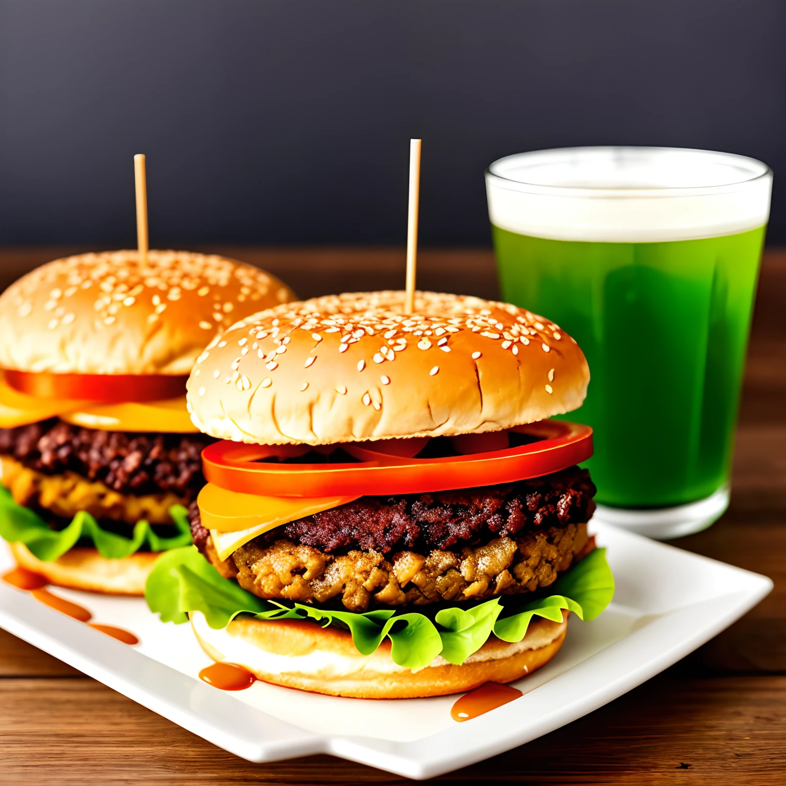 Delicious hamburger on a table