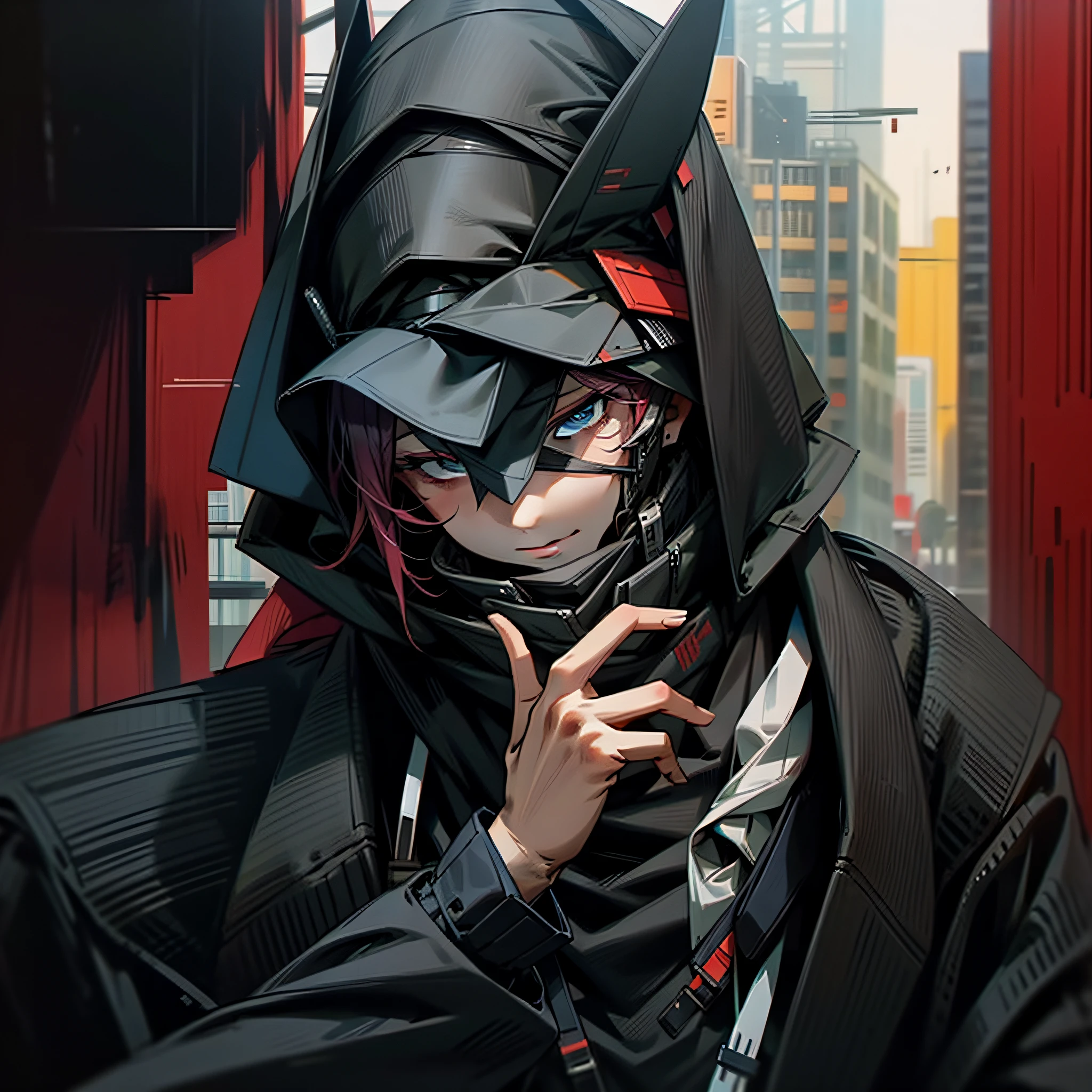 A man in a mask. A man in a hacker veil., darker