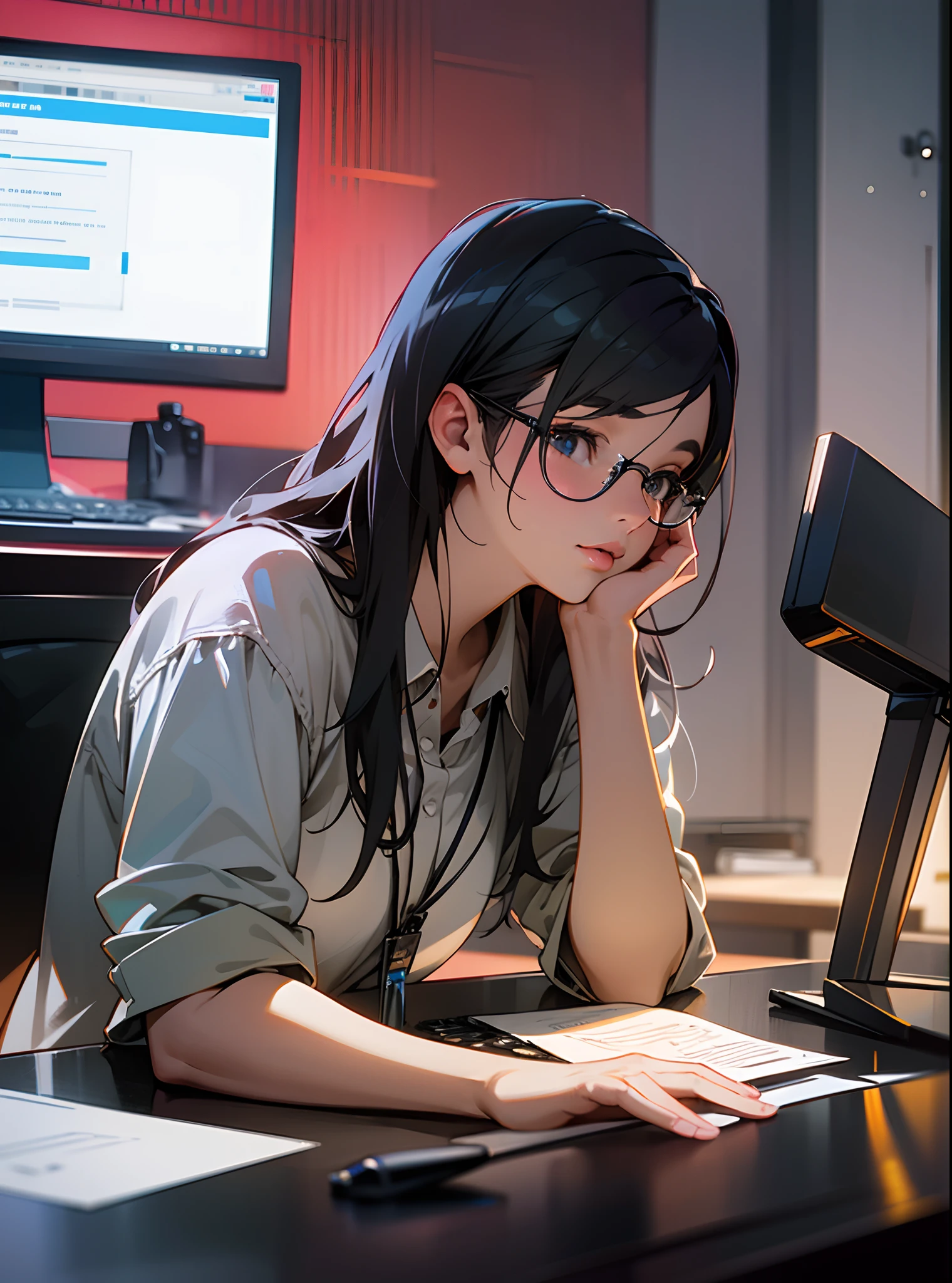 Young entrepreneur working late at a desk with a laptop ultra realistic,8k hd --auto --s2