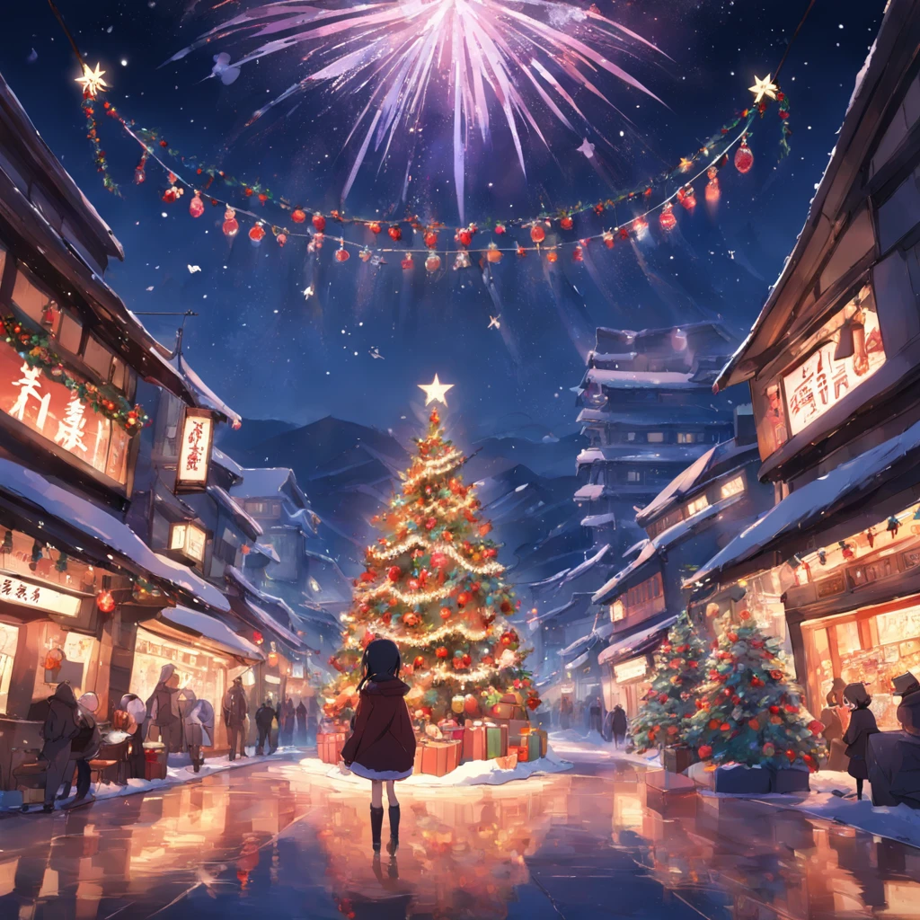 Christmas、城市、A large Christmas tree in the center、Winters、natta、December 24、