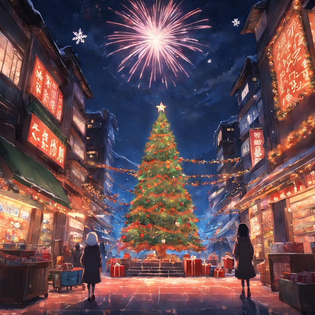 Christmas、城市、A large Christmas tree in the center、Winters、natta、December 24、