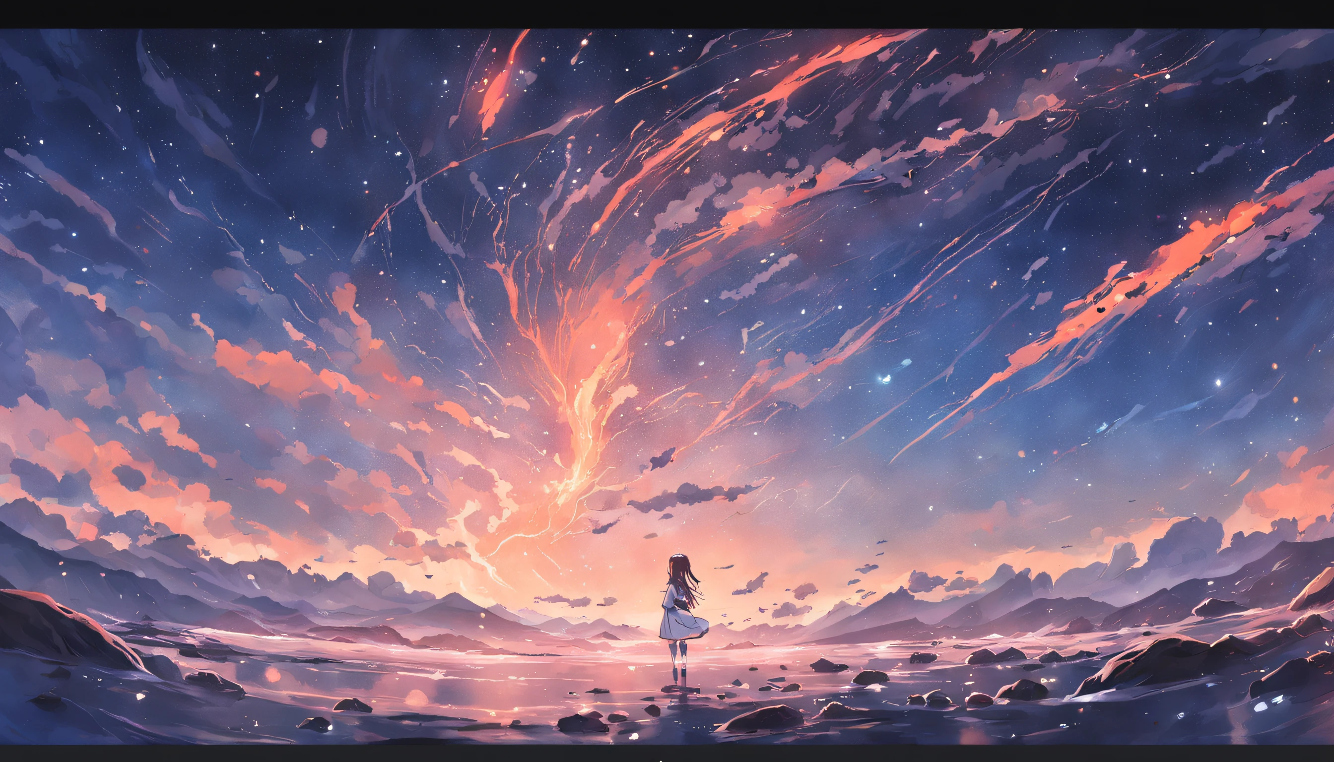 komono,Colorful ocean currents,starrysky,meteors,Looking Up The Sky