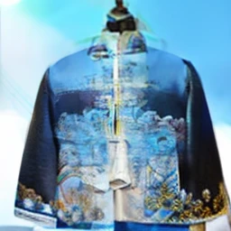 a black peci man with a white and blue robe