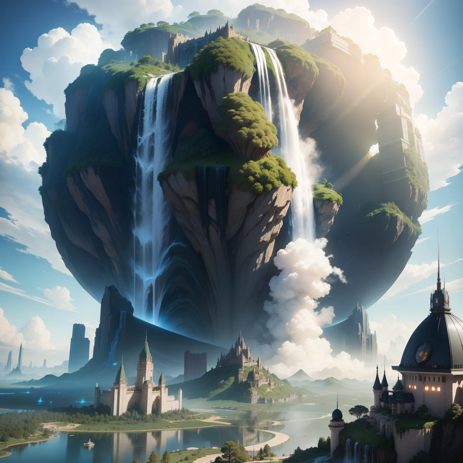 Terraforming Skyscrapers epcot huge waterfall Huge castle cyberpunked Earth Metropolis Sci-Fi Art Masterpiece 超A high resolution