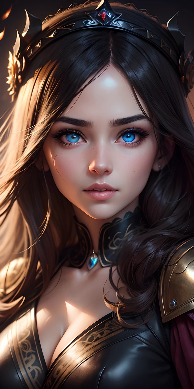 Sexy face glowing eyes princesse hyper realistic super detailed face portrait