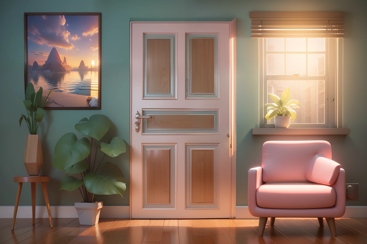 "(Isometric perspective:1.5),(pixar-style:1.2),There is a bed in the bedroom,sofe,table light,Study desk,janelas,Wall paintings,3 d modelling,pink back ground,Global illumination,Ray traching,hdr,rendering,unreal render,best qualtiy,8K,"