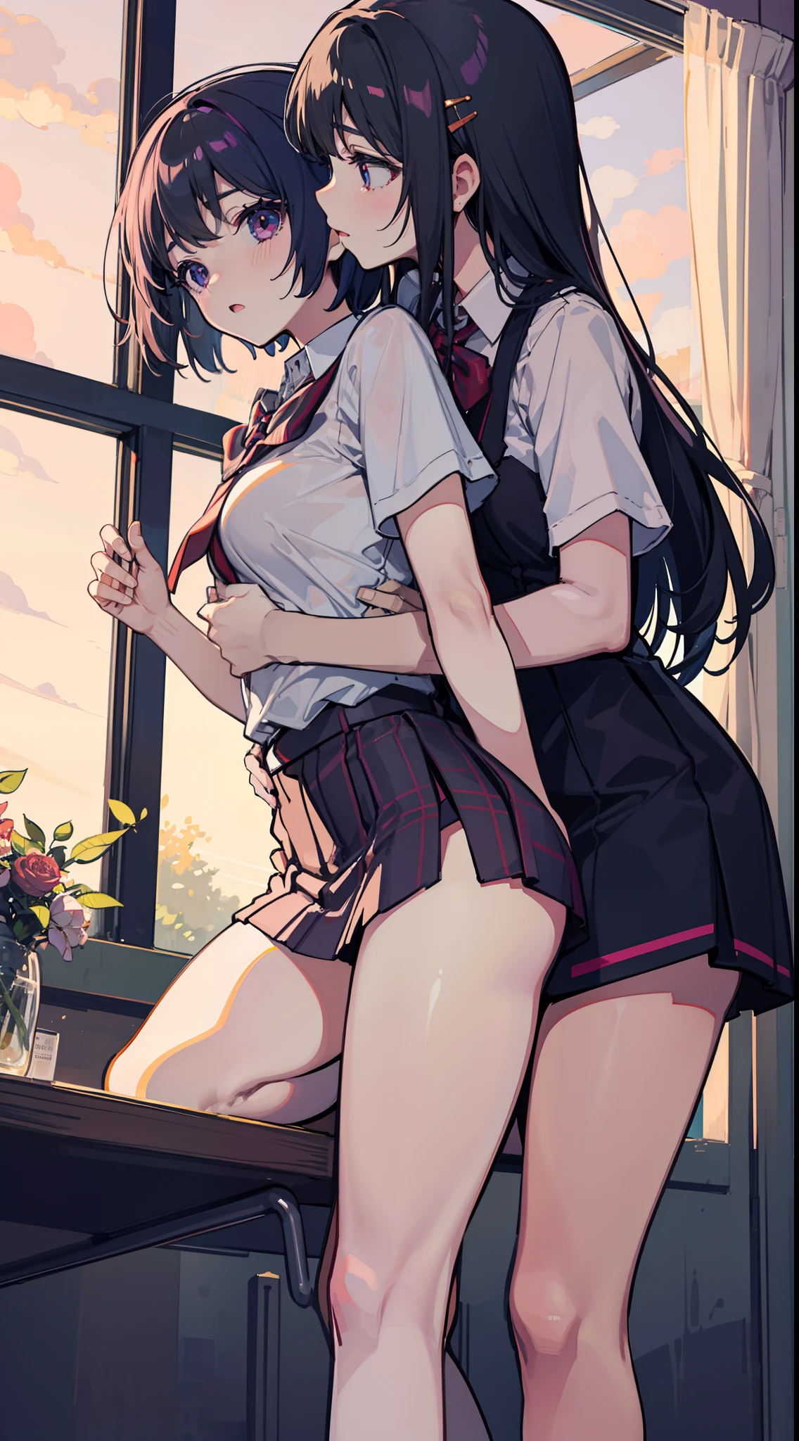 Masterpiece, Best quality, Sisters, cute female child, Yuri, hair adornments, Student, groping, grinding, twincest, Sex life,