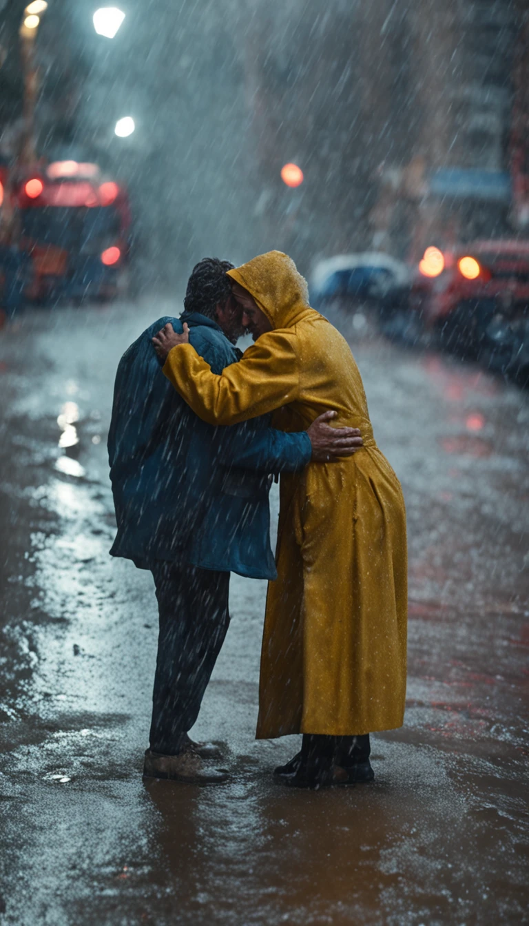They're hugging each other in the rain outside.., dois idosos, 8k)), reconfortante, idoso, Imagem absolutamente excepcional, Wholesome, Directed by: Ludwik Konarzewski, Directed by: Matias Jama, um idoso, Directed by: Kazimierz Wojniakowski, Amoroso, Amor verdadeiro, 😭🤮 💔, Directed by: Laszlo Balogh