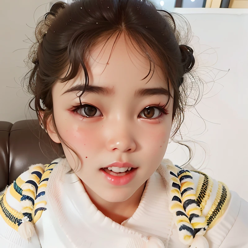 There was a young girl sitting on a sofa with a remote control, wan adorable korean face, young lovely Korean faces, jaeyeon nam, cute korean actress, young wan angel, with cute - fine - face, kim jung giu, Shin Jinying, Korean girl, Choi Hyun-hwa, Kwak Ji-young, park jimin, hwang se - on