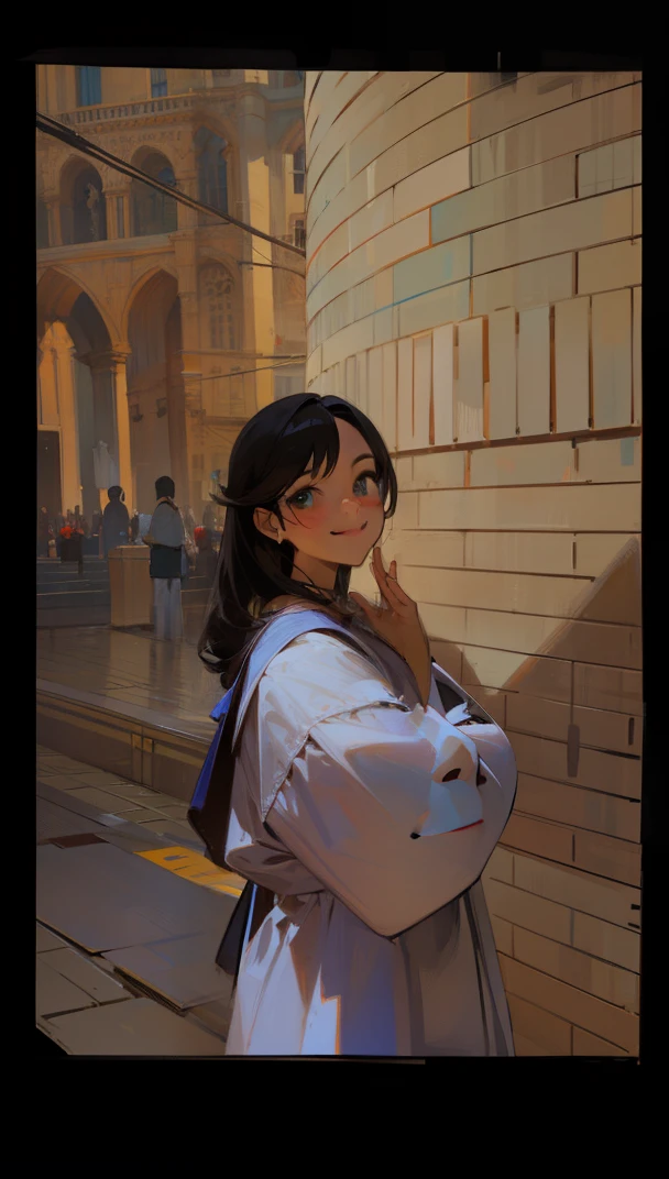 Smiling, looking at viewer, masterpiece, exact background