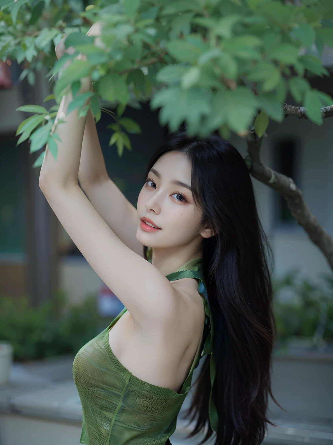 (((Medium hair))), best qualtiy, 8K, hdr, A high resolution, absurderes:1.2, blur backgroun, Background bokeh:1.2, photography of, (RAW photo:1.2), (真实感:1.4), (Masterpiece:1.3), (complexdetails:1.2), 1girll, 独奏, japanaese girl, delicated, Beautiful detailed, (Detailed eyes), (Detailed facial features), Bigboobs, (((Large breasts))), Skin Firm, (Looking_at_peeping at the viewer), From_Front, (being thin),(best qualtiy:1.4),(超A high resolution:1.2),cinematic lighitnglamplight,(Extremely detailed illustration),(Gloss on lips,best qualtiy,超A high resolution,depth of fields,Caustics,Extensive illumination,naturalshadow,85mm, f/1.4, iso 200, 1/160s:0.75),1girll, Solo, (((Silk vest))) Smile, ((silk garment,pleatedskirt,Classroom))