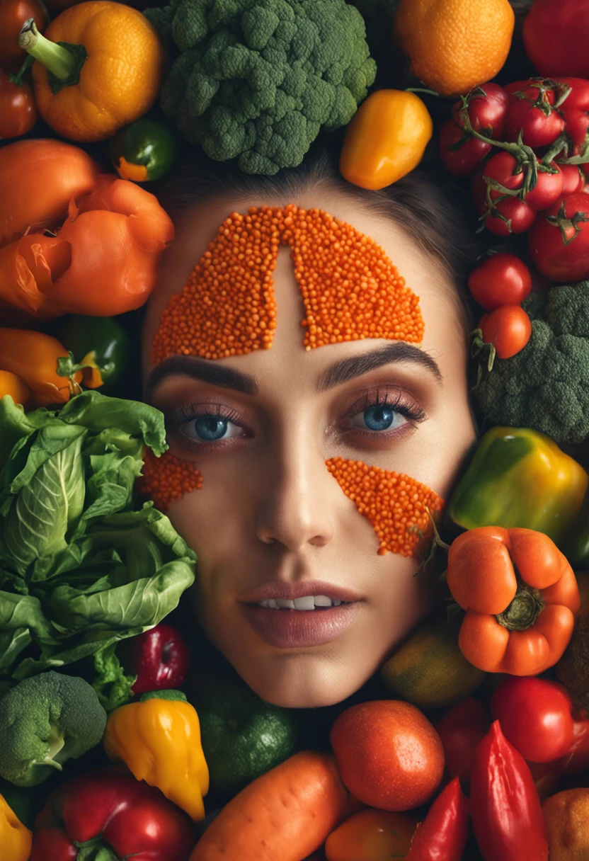 Woman's face made of vegetables,surrealism
