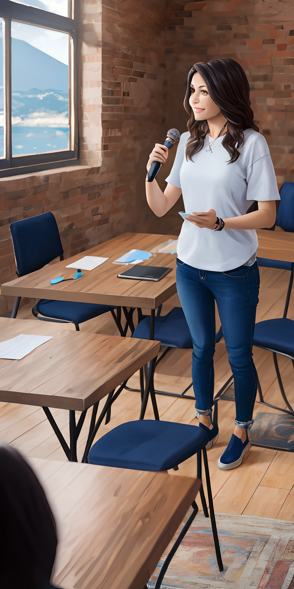 Person confidently presenting their ideas to a group of people,ultra realistic,8k hd --auto --s2