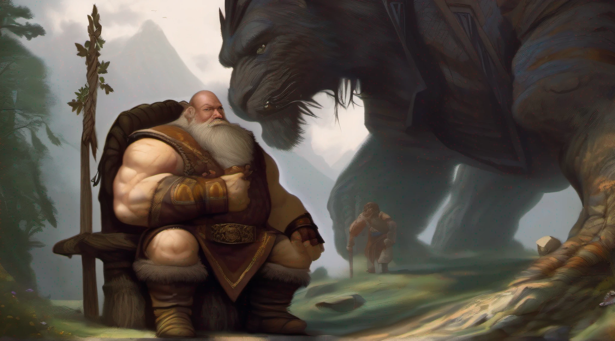 Giant man next to a dwarf