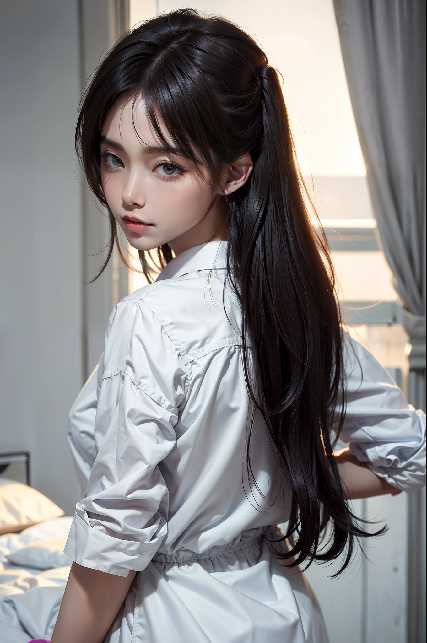 ((Masterpiece)),(((Best quality))),(CharacterDesignSheet,Same role,frontage,Lateral face,on back),illustration,1个Giant Breast Girl,Hair color,By bangs,hairstyle fax,Eyes,The environment changes,hairstyle fax,Pose Zi too,Female pervert,Shirt Shangyi,As estrelas,charturnbetalora,(simplebackground,white backgrounid:1.3),--6