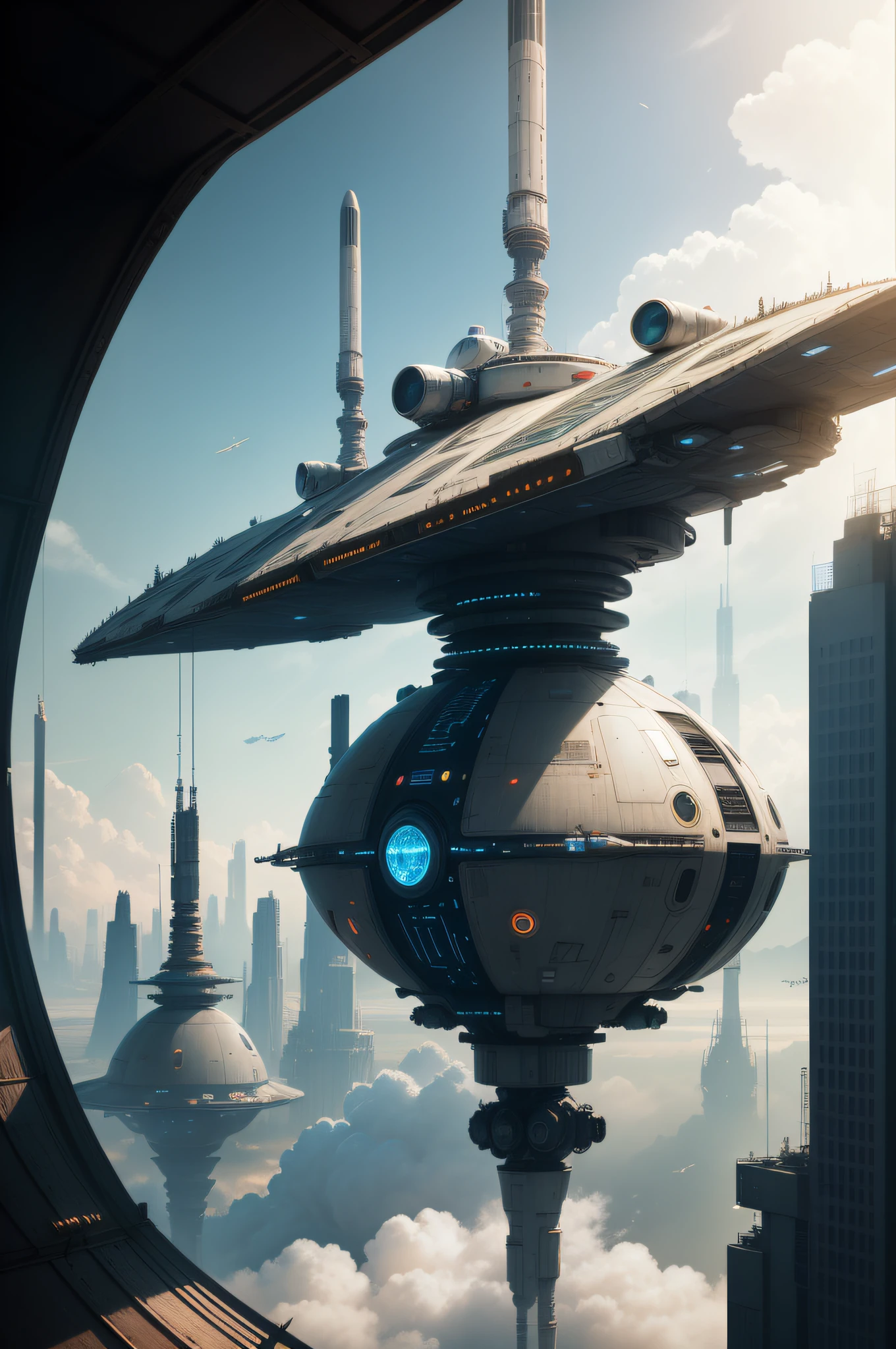 Fantasy Technology Future Technology Dream City,Spaceships fly in the sky,Robots are everywhere,cyber punk perssonage,Starship details,Interstellar,star war,A high resolution