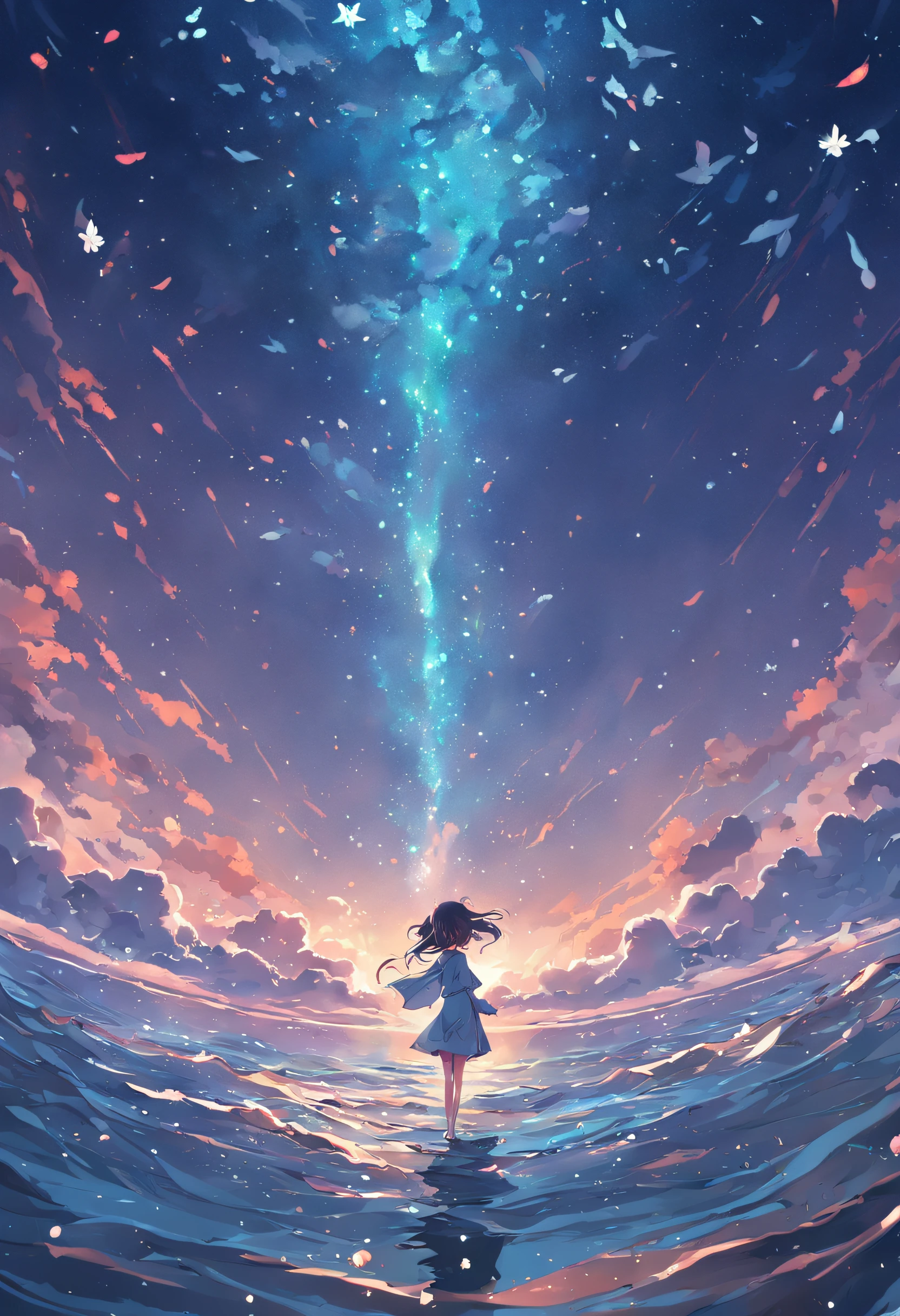 Under the sea starry sky petals