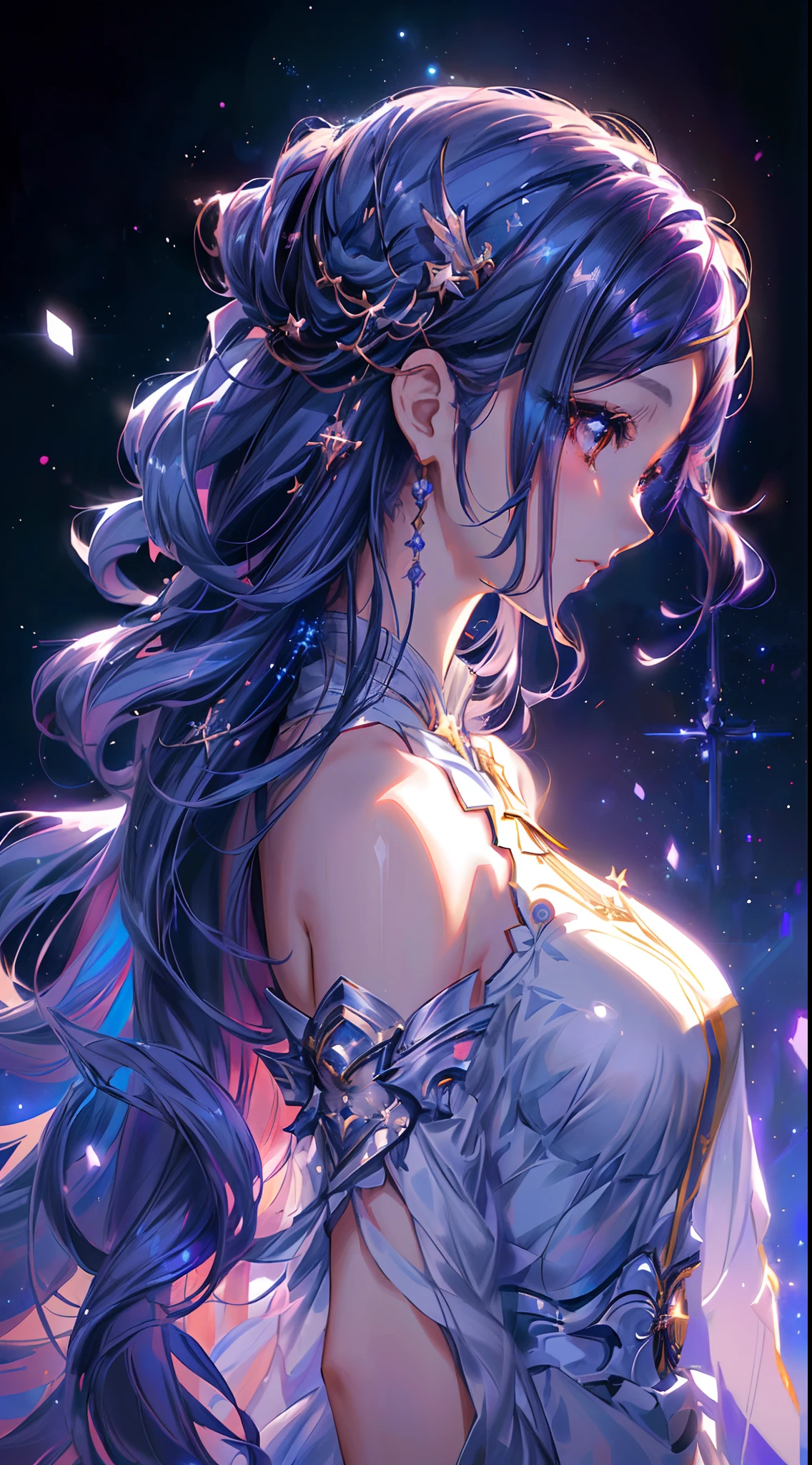 1 girl masterpiece, highest quality, shape, alexandrite eyes and hair, alexandrite earrings, alexandrite necklace,fairy, cute, (dynamic lighting:1.2), cinematic lighting, delicate features, fine eyes, sharp pupils, realistic student, written boundary depth, Bokeh, sharp focus, (very detailed, bloom, shine:1.4), lots of little gems