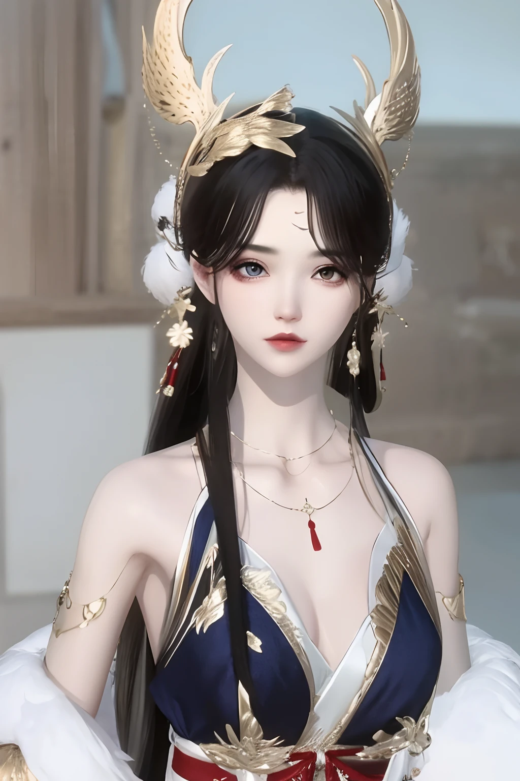(best qualtiy,tmasterpiece:1.2),超高分辨率,realisticlying,Front lighting,Complicated details,Exquisitedetailsandtextures,(1girll),独奏,standing on your feet,The upper part of the body,(Game character design,Antique beautiful girl),red color Hanfu,Petal pattern,Nice big eyes,Red dress,beauitful face,facing to audience,Streamers,gossamer,(年轻),Facial highlights,Detal Face,tear-mole,white skinned,Silvery hair,High ponytail,looking at viewert,largeeyes,(Openwork pattern),耳Nipple Ring,slimfigure,white backgrounid,correct hand,profesional lighting,photon maping,Radio City,physically-based renderingt