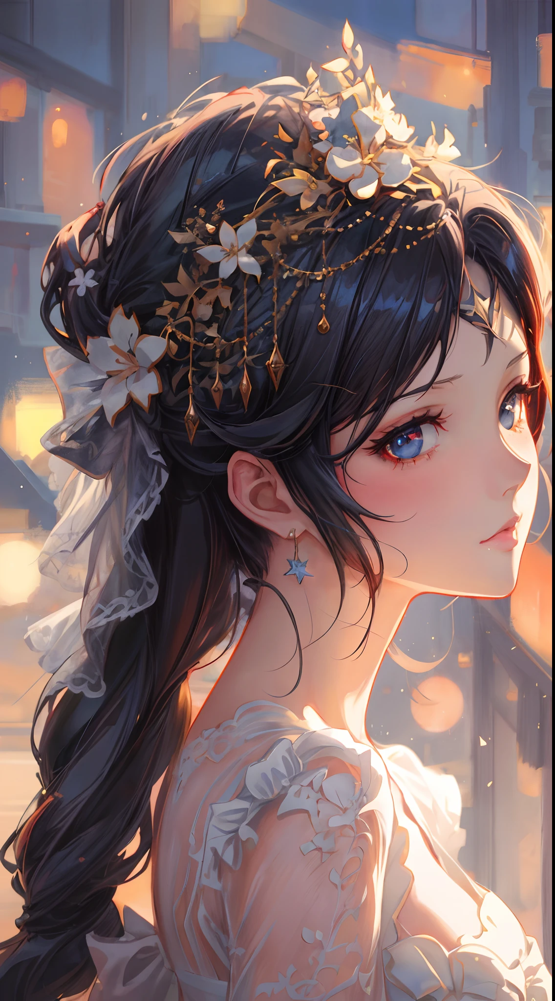 Anime girl with flower crown in her hair - SeaArt AI