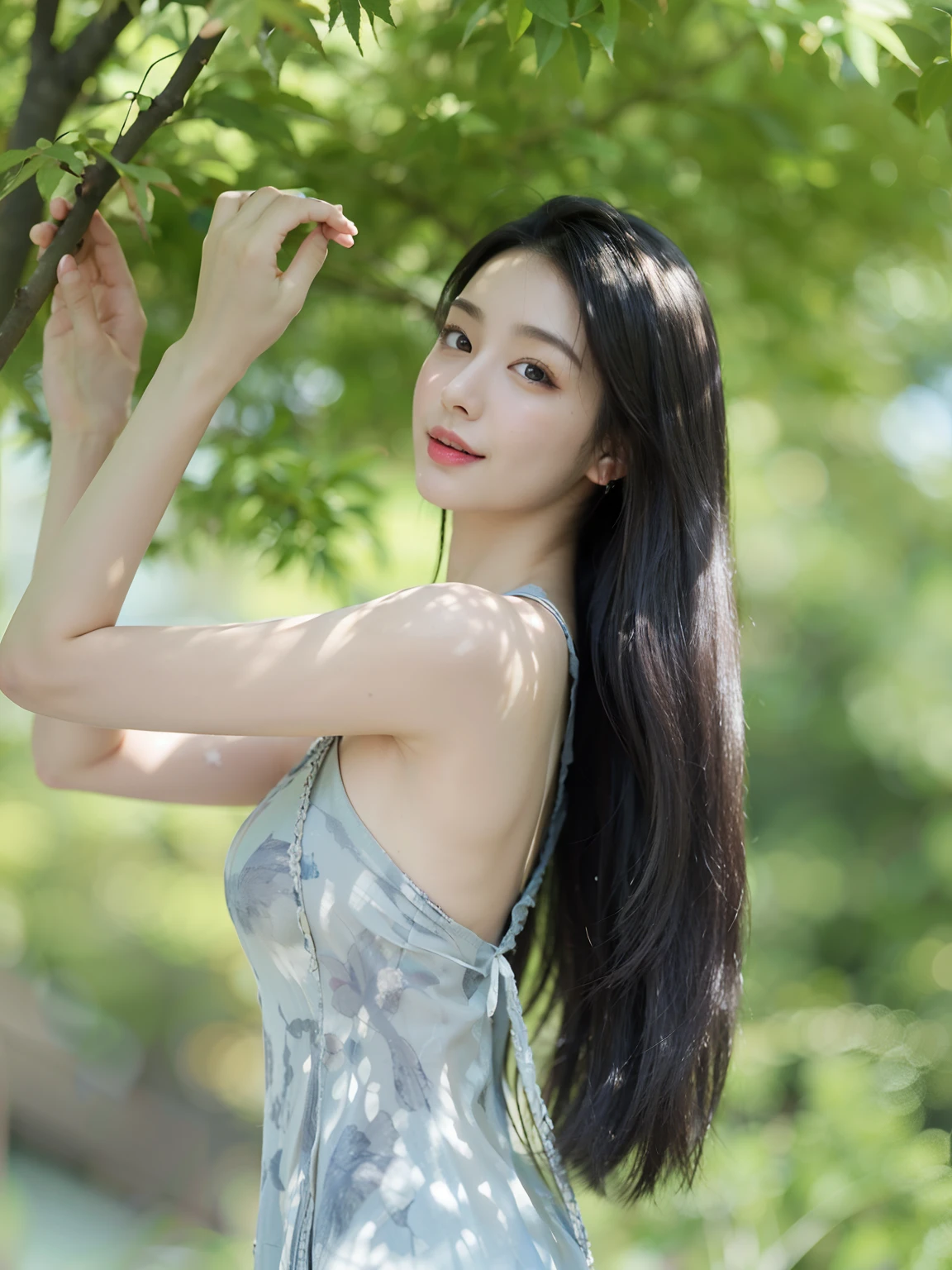 (((Medium hair))), best qualtiy, 8K, hdr, A high resolution, absurderes:1.2, blur backgroun, Background bokeh:1.2, photography of, (RAW photo:1.2), (真实感:1.4), (Masterpiece:1.3), (complexdetails:1.2), 1girll, 独奏, japanaese girl, delicated, Beautiful detailed, (Detailed eyes), (Detailed facial features), Bigboobs, (((Large breasts))), Skin Firm, (Looking_at_peeping at the viewer), From_Front, （being thin），（best qualtiy：1.4），（超A high resolution：1.2），cinematic lighitnglamplight，（Extremely detailed illustration），（Gloss on lips，best qualtiy，超A high resolution，depth of fields，Caustics，Extensive illumination，naturalshadow，85mm， f/1.4, iso 200, 1/160s:0.75),1girll, Solo, (((Silk vest))) Smile, ((silk garment,pleatedskirt,‎Classroom))