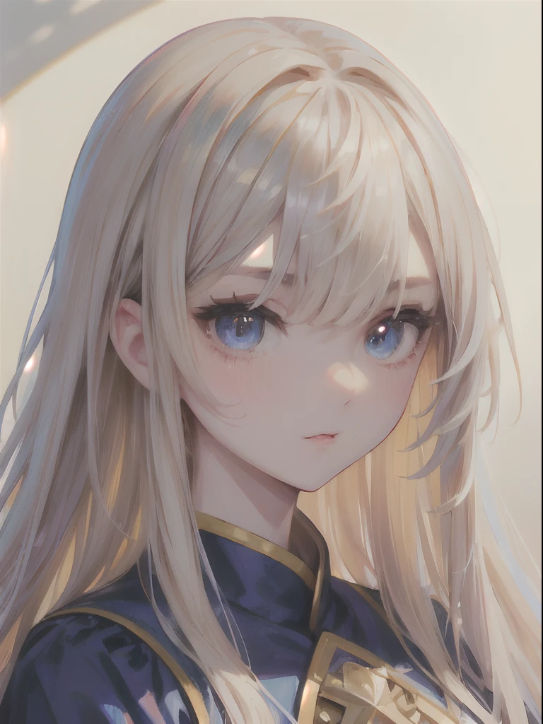Light smile、natta、Raw photography、(((Portrait of extreme beauty)))、((glistning skin))、女の子1人、20 year old beautiful girl in Prague、bright expression、((Natural platinum blonde hair))、[Big blue eyes that shine like jewels]、Glossy glossy skin、Silky long straight hair、eye liner、Beautiful bangs、Hair between the eyes、((​masterpiece、top-quality、ultra-detailliert、Film Light、intricate-detail、hight resolution、ighly detailed))、细致背景、8KUHD、Digital SLR、Soft light、hightquality、Film grain、FujifilmXT3 、Shallow depth of field、natural soft light、（No hands）、Kamimei、