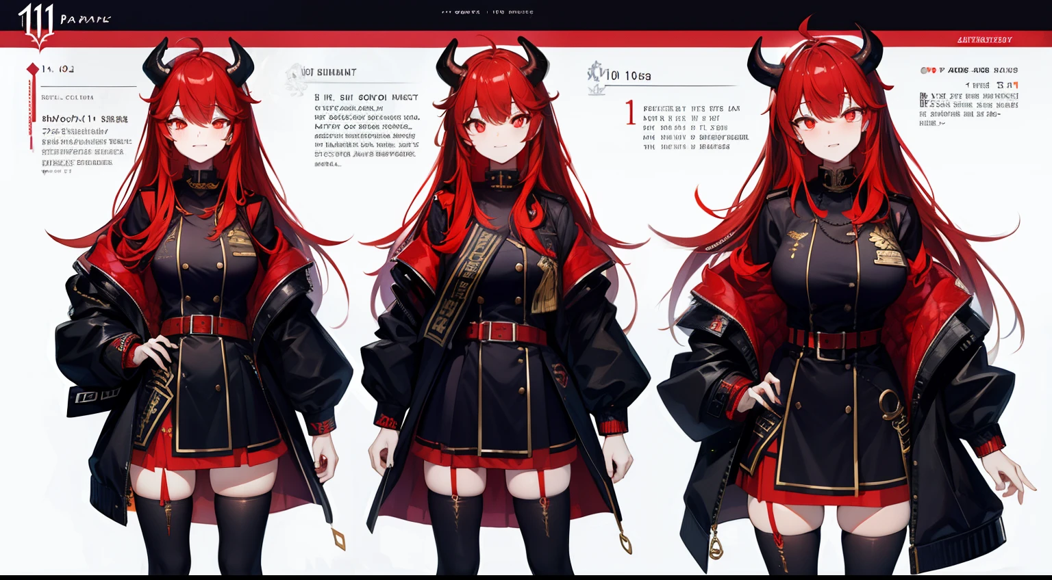 tmasterpiece，Need，1 Female demon，A high resolution，bleeding from the corners of her mouth，hoang lap，Fang，tiny horns，Collar，large chain，Black all over，Oversized baseball uniform jacket，（ultradetailed：1.1025），（illustratio：1.1025），（infography：1.1025），Patent drawings，Physical measurement，（All clothing requirements：1.1025），papelaria， （独奏：1.1025），standing on your feet，Have a cohesive background，5 fingers in the hand，fittings：Red rope chain，character sheets，black in color, blanche, Red tones