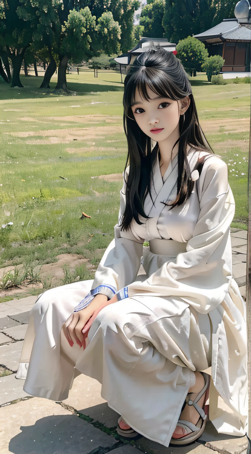 Master quality, highest quality, best picture quality, exaggerated details, a cute 8 year old asian little girl with a shy expression, slightly squinted eyes, adjusting her hair, long eyelashes (long hair / very, very exaggerated big breasts, big tits / in petticoat dress tissue, ), posing sit in front of the camera, wet breast hanfu, slim and tall waist, silk lace, xintong chen, with open v hafu acient chinese clothes, detail breast , detail cheast