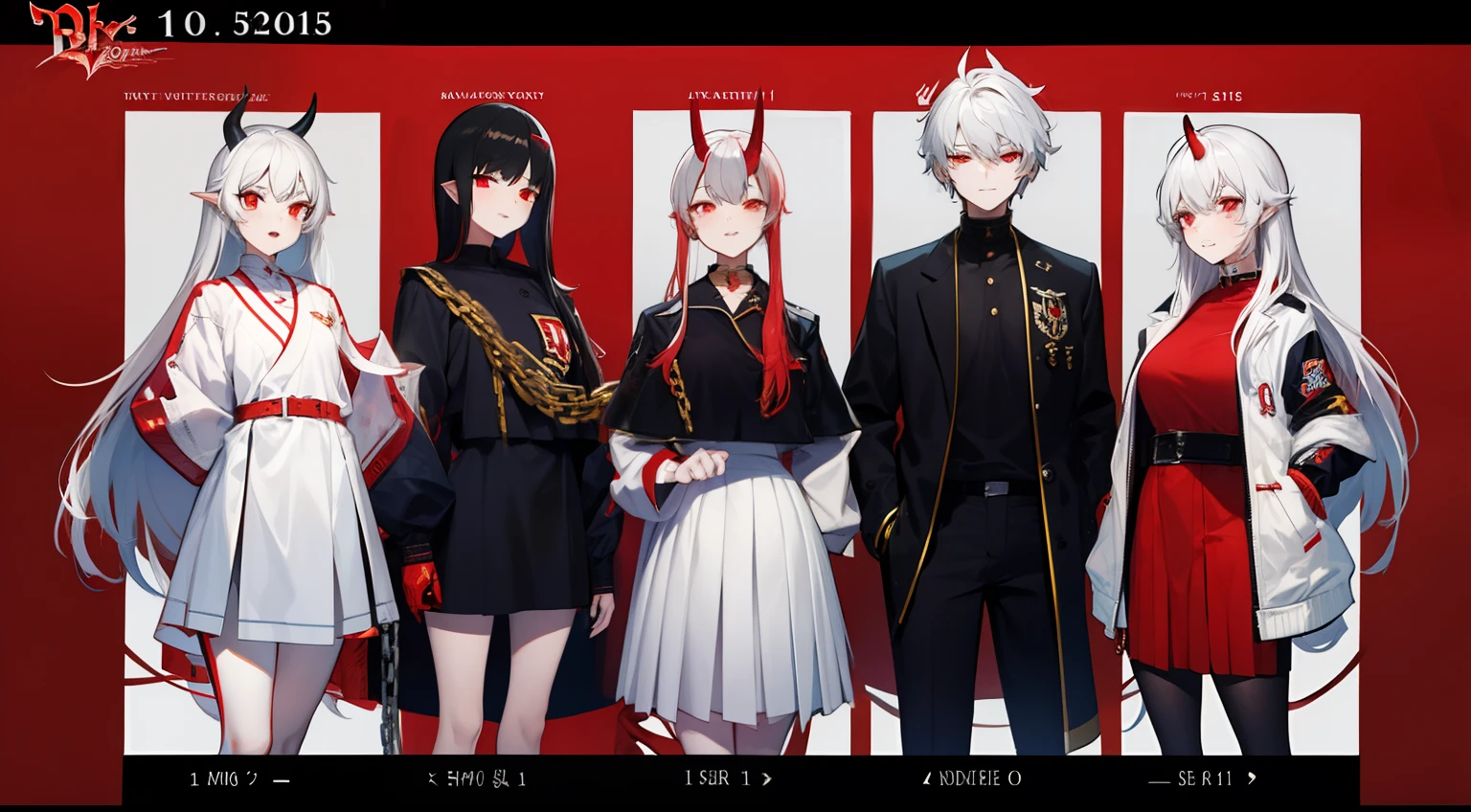 tmasterpiece，Need，1 Female demon，A high resolution，bleeding from the corners of her mouth，hoang lap，Fang，tiny horns，Collar，large chain，Black all over，Oversized baseball uniform jacket，（ultradetailed：1.1025），（illustratio：1.1025），（infography：1.1025），Patent drawings，Physical measurement，（All clothing requirements：1.1025），papelaria， （独奏：1.1025），standing on your feet，Have a cohesive background，5 fingers in the hand，fittings：Red rope chain，character sheets，black in color, blanche, Red tones