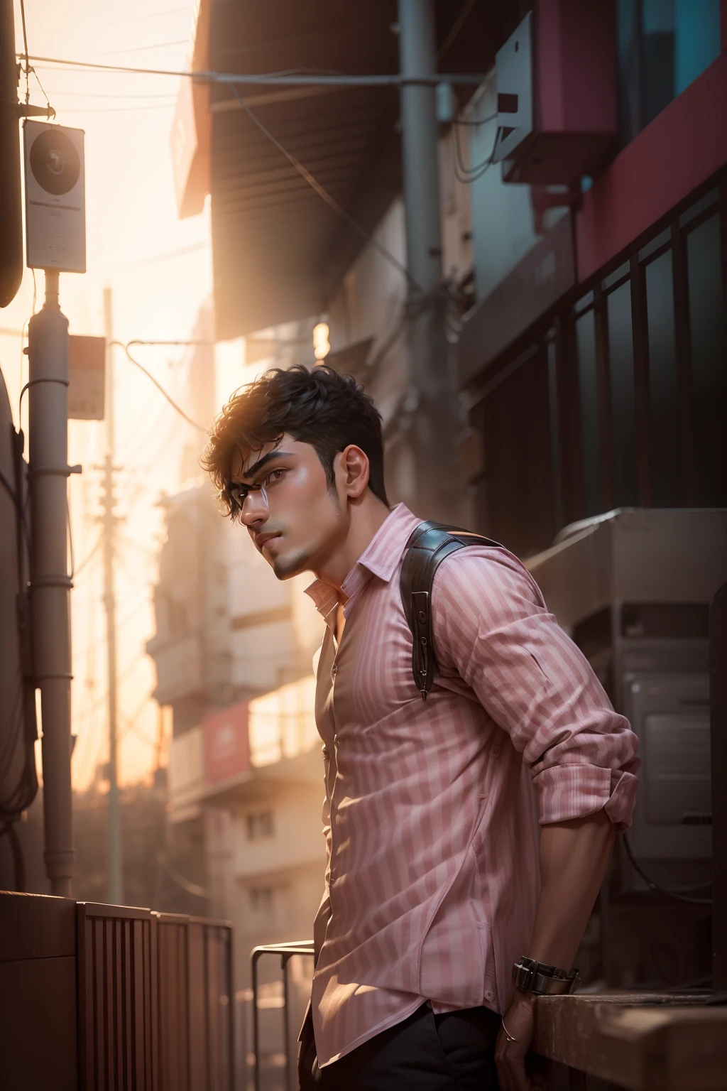 Change background cyberPankh, handsome boy,