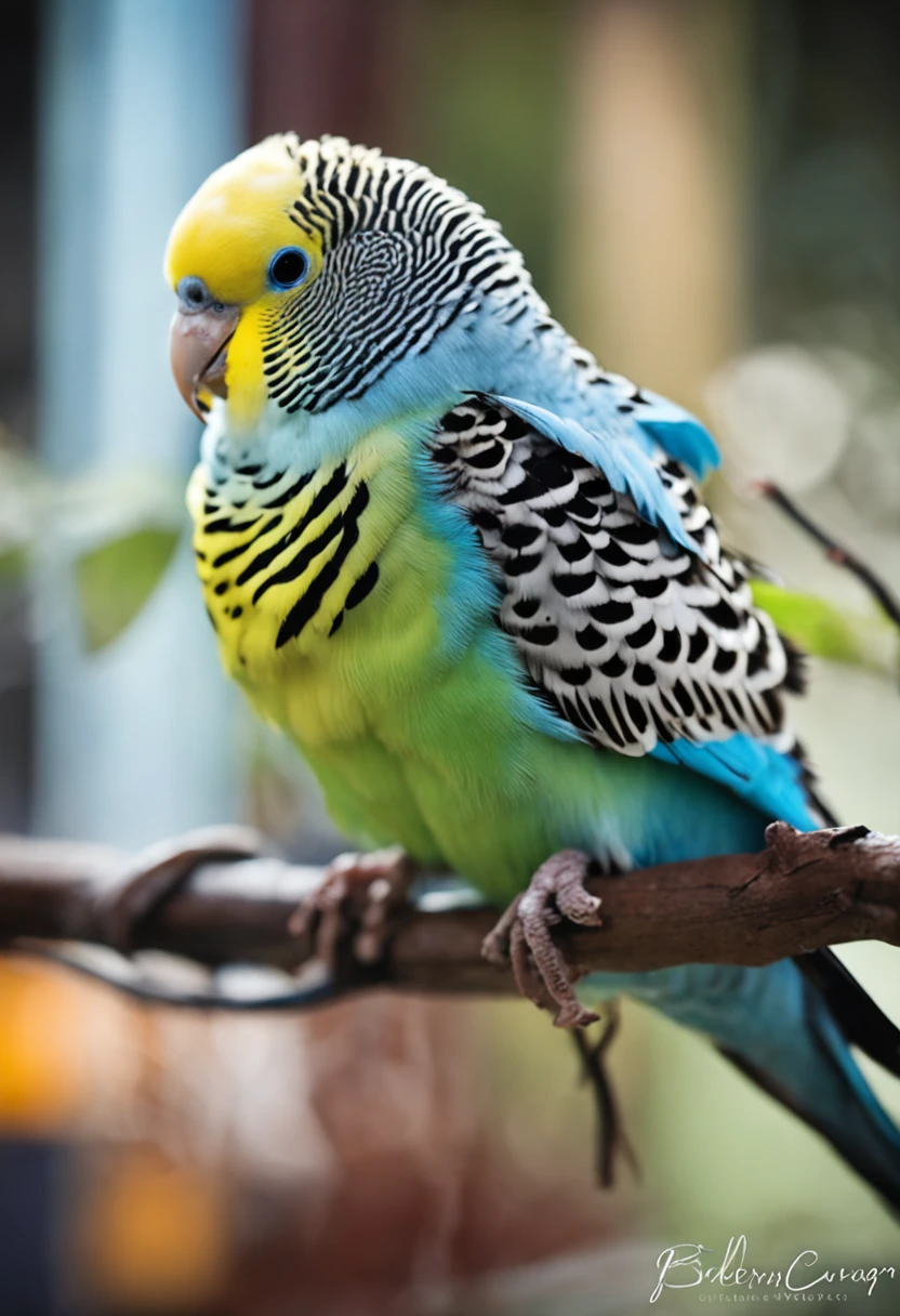 budgerigar,aquarelle,blue white colors,Hairy half