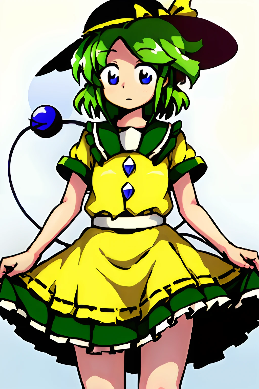 best quality, masterpiece,  1girl, solo, Koishi Komeiji, simple background,