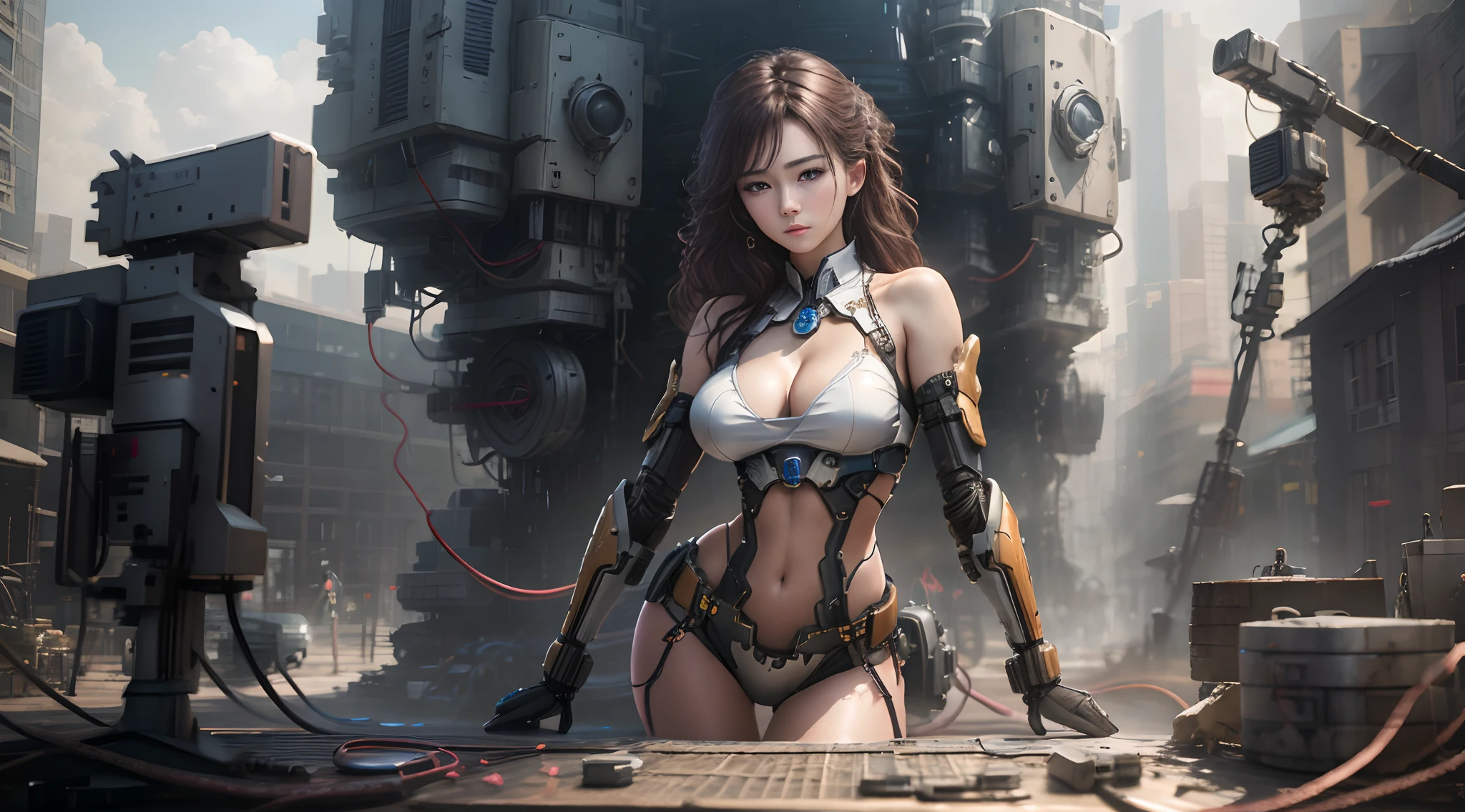 full bodyesbian,dynamicposes,Combat posture,Seductive pose,Fantasma na Concha, On machines with cables and wires connected, The wick uniform of the future,(8K,RAW photos,best qualtiy,tmasterpiece:1.2),(realisticlying,photograph realistic:1.37),illustratio,Extremely Delicately Beautiful,Perfect female body,extremely detaile,photography of,8K,astounding,finedetail,A detailed face,美丽细致的眼睛,best qualtiy,超高分辨率, (((very vey very detailed face)), Extremely detailed body, (photograph realistic:1.37), photography of