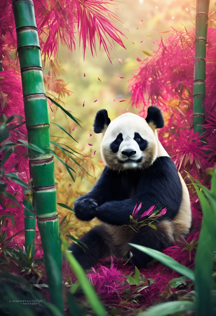 Panda eats bamboo
