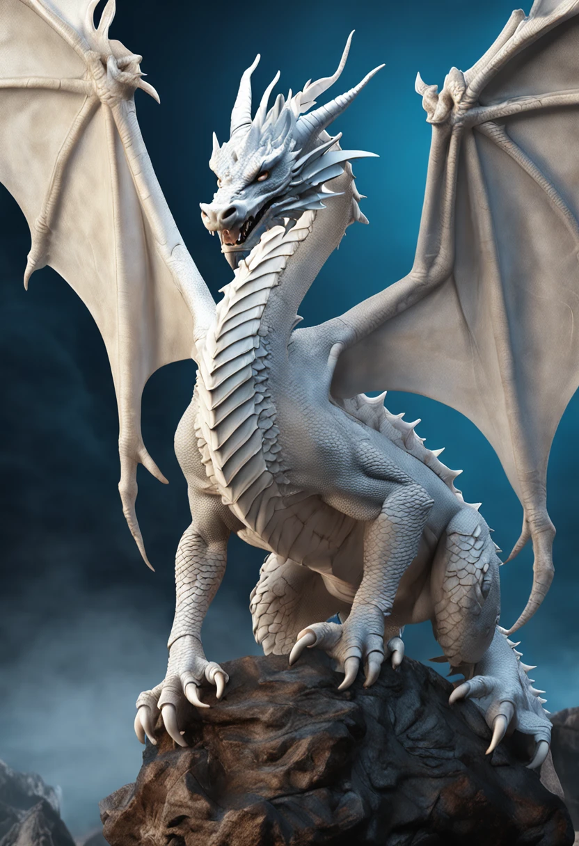 best quality, a stunning artwork of a beautiful white dragon, intricately detailed, (best shadow), elegant, volumetric lighting