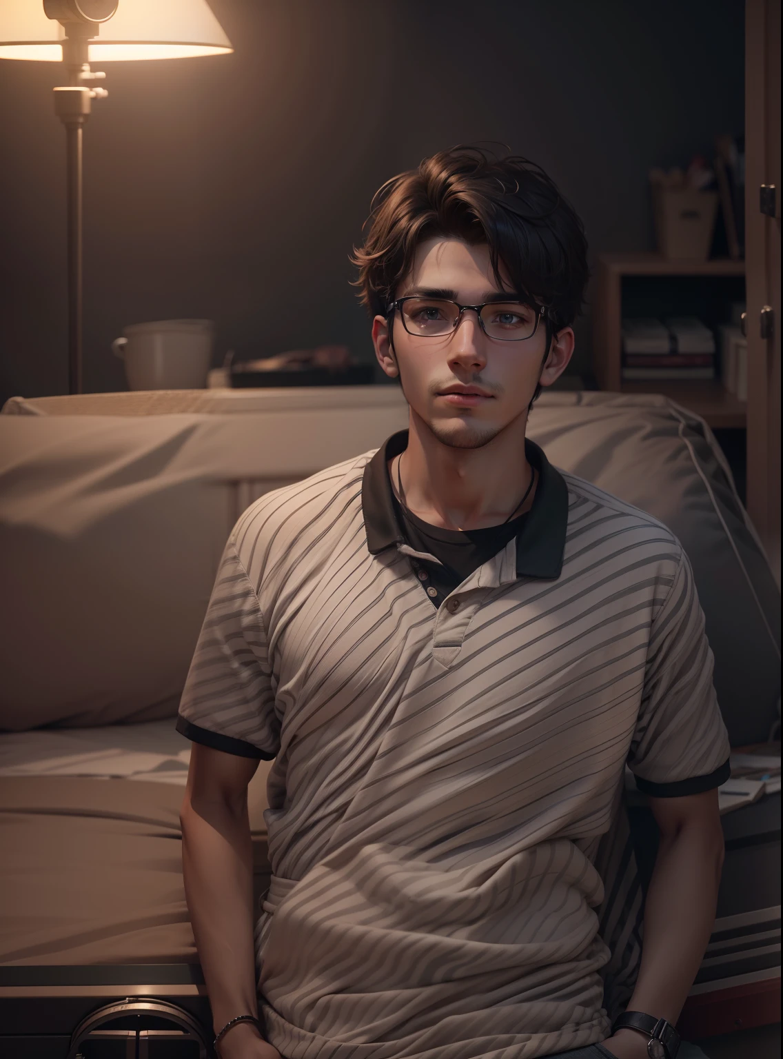 23 year old guy looking at the camera 4k 3d with cinematic lighting