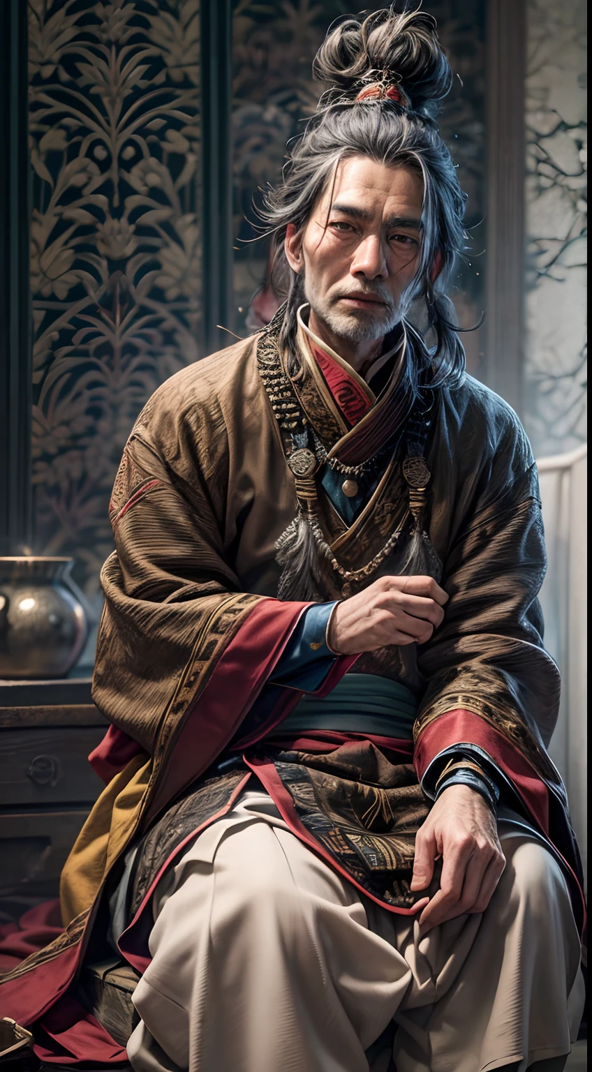(tmasterpiece,best qualtiy,realisticlying:1.37),(Complex and sophisticated,Highly detailed skin and face),1 Tibetan elder,独奏,standing on your feet,Tibetan clothing,Colorful costumes, Fleece collar, Padded collar,High-end Tibetan clothing,Cumbersome Tibetan costume design,Warm clothing,Winter clothing,The face of the old man,Gorgeous Tibetan costumes,Cumbersome Tibetan necklace,Cumbersome Tibetan headdress,Colored headband,cinematic pastel lighting,8k wallpaper,Solidarity,art stations,High resolution CG