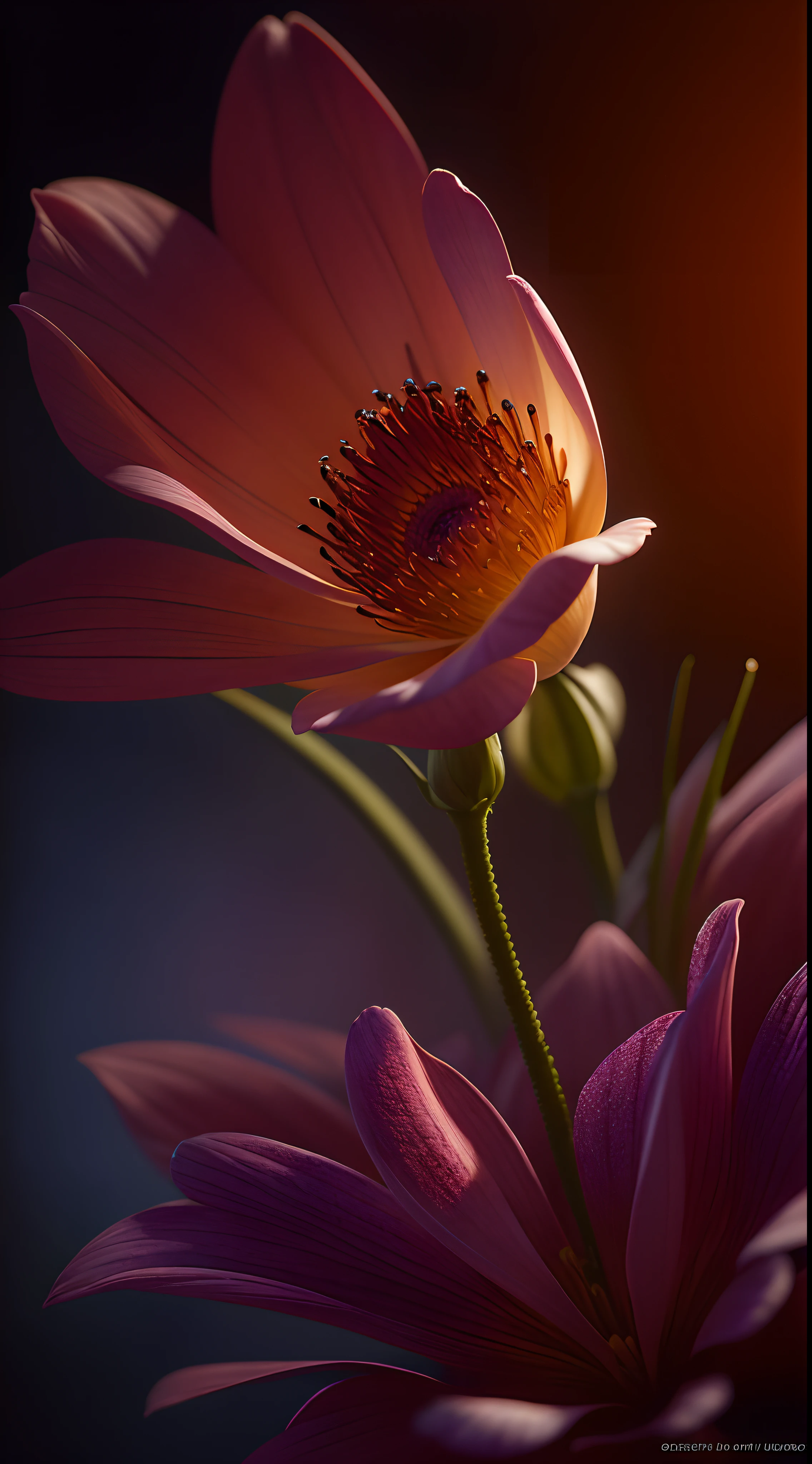 A flower by Casey Weldon, Olga Kvasha, Miho Hirano, hyperdetailed intricately detailed gothic art trending on Artstation triadic colors Unreal Engine 5 detailed matte painting, deep color, fantastical, intricate detail, splash screen, complementary colors, fantasy concept art, 8k resolution, gothic deviantart masterpiece, (dark shot:0.9), art by greg rutkowski and artgerm, soft cinematic light, adobe lightroom, photolab, hdr, intricate, highly detailed, (depth of field:1.4)
