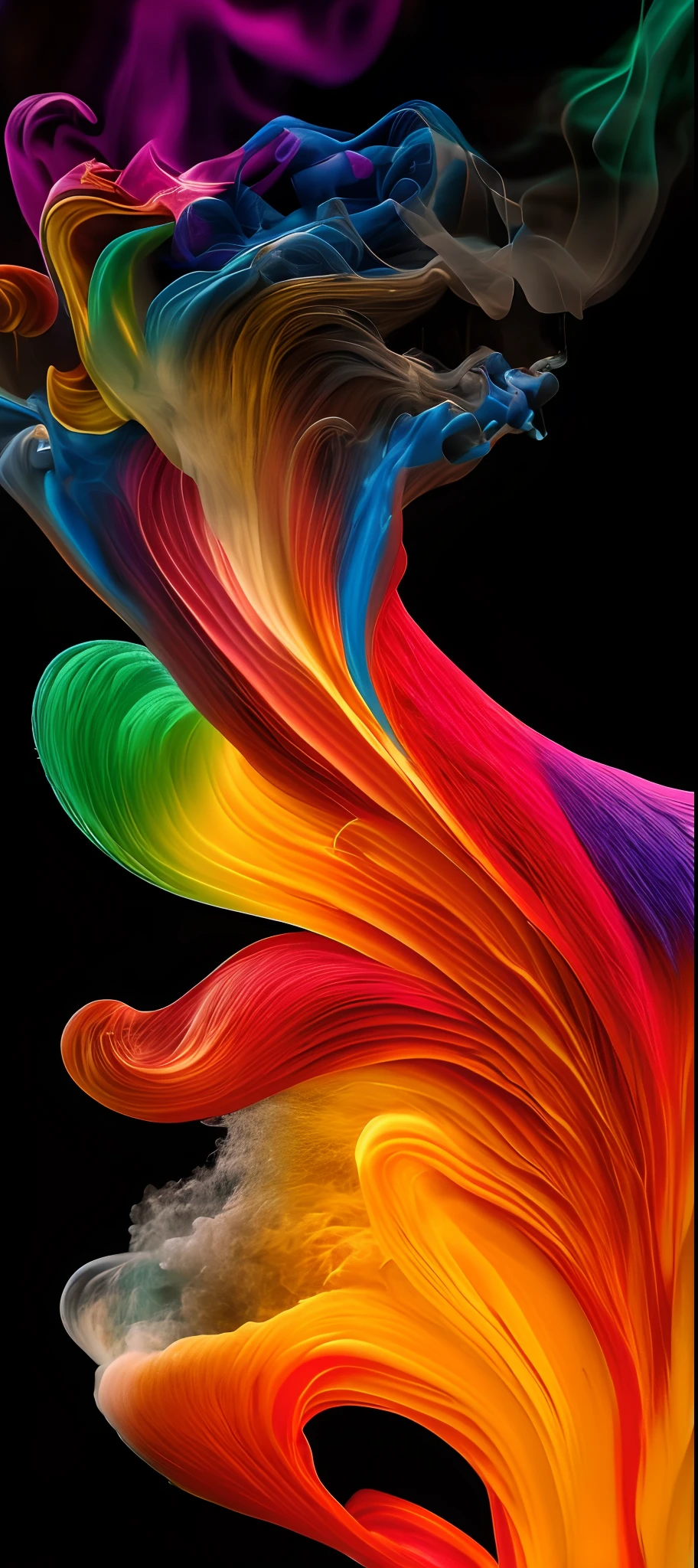 a close up of a colorful smoke is being poured over a black background, fluid coloured smoke, colorful smoke, multi color smoke, colored smoke, brightly coloured smoke, acid color smoke, color smoke, rainbow smoke, psychedelic smoke background, colorful smoke in the background, thick colorful smoke, whirling smoke radiant colors, colored smoke clouds, swirling smoke, fluid smoke art