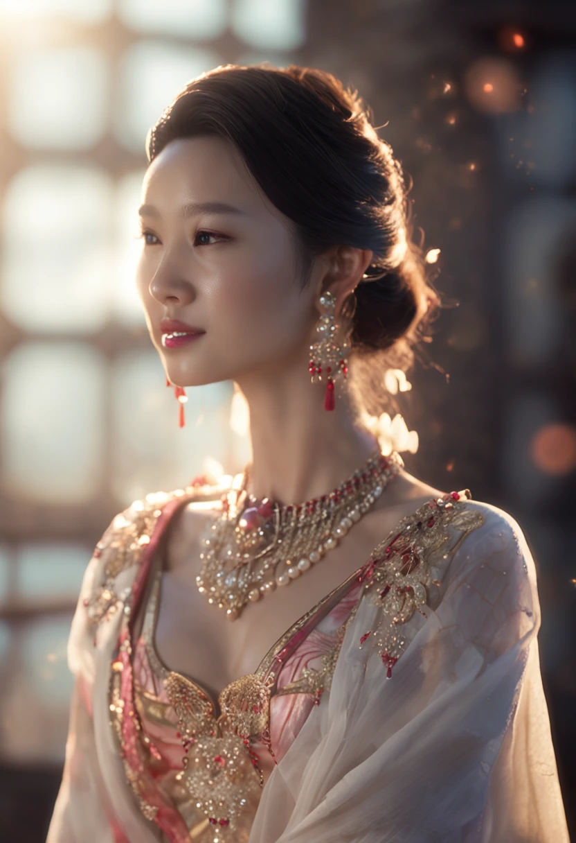 best quality, masterpiece, highres, 1girl,china wedding dress,hair ornament,necklace, jewelry,Beautiful face,upon_body, tyndall effect,photorealistic, dark studio, rim lighting, two tone lighting,(high detailed skin:1.2), 8k uhd, dslr, soft lighting, high quality, volumetric lighting, candid, Photograph, high resolution, 4k, 8k, Bokeh